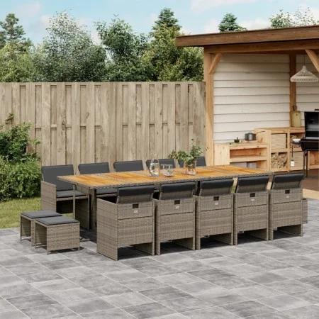 Set comedor de jardín con cojines 15 pzas ratán sintético gris de , Conjuntos de jardín - Ref: Foro24-3210638, Precio: 1,00 €...