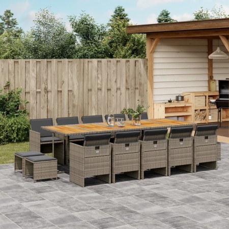 Set comedor de jardín con cojines 15 pzas ratán sintético gris by , Garden sets - Ref: Foro24-3210638, Price: 1,00 €, Discoun...