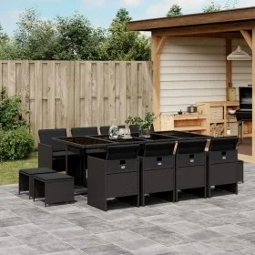 Set comedor de jardín con cojines 13 pzas ratán sintético negro by , Garden sets - Ref: Foro24-3210619, Price: 840,21 €, Disc...