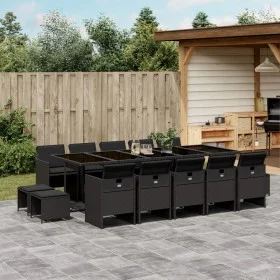 Set comedor de jardín con cojines 15 pzas ratán sintético negro by , Garden sets - Ref: Foro24-3210631, Price: 991,49 €, Disc...