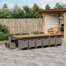 Set comedor de jardín 17 pzas y cojines ratán sintético gris by , Garden sets - Ref: Foro24-3210650, Price: 1,00 €, Discount: %