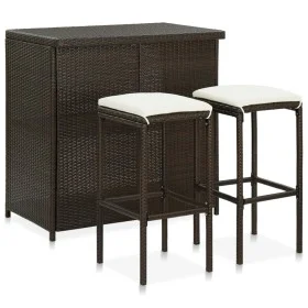 Set mesa y sillas de bar jardín 3 piezas ratán sintético marrón by vidaXL, Furniture sets for kitchens and dining rooms - Ref...
