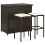 Set mesa y sillas de bar jardín 3 piezas ratán sintético marrón by vidaXL, Furniture sets for kitchens and dining rooms - Ref...