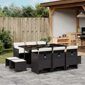 Set de comedor jardín 11 pzas con cojines ratán sintético negro by , Garden sets - Ref: Foro24-3210606, Price: 606,79 €, Disc...
