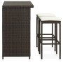 Set mesa y sillas de bar jardín 3 piezas ratán sintético marrón by vidaXL, Furniture sets for kitchens and dining rooms - Ref...