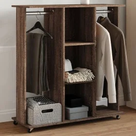 Armario con ruedas madera ingeniería marrón roble 102x38x110 cm by , Clothing and closet storage - Ref: Foro24-848037, Price:...