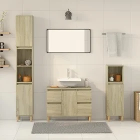 Set de muebles de baño 3 pzas madera contrachapada roble Sonoma von , Badezimmermöbel - Ref: Foro24-3307671, Preis: 198,44 €,...
