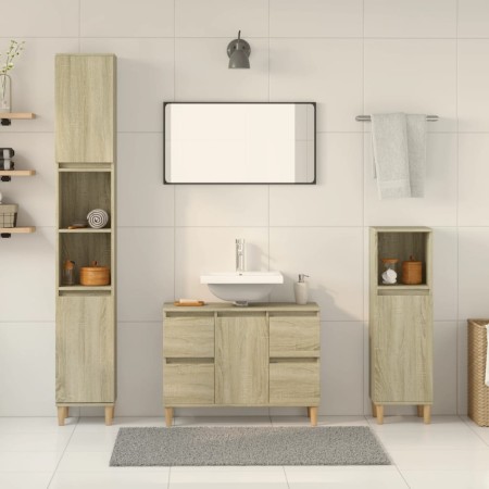 Set de muebles de baño 3 pzas madera contrachapada roble Sonoma von , Badezimmermöbel - Ref: Foro24-3307671, Preis: 203,07 €,...