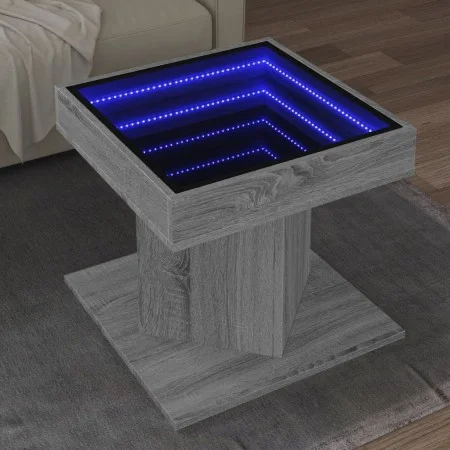Mesa de centro y LED madera ingeniería gris Sonoma 50x50x45 cm de , Mesas de centro - Ref: Foro24-847565, Precio: 93,86 €, De...