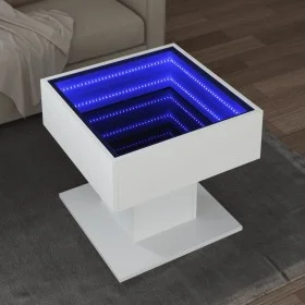 Mesa de centro con luz LED madera ingeniería blanca 50x50x45 cm by , Coffee table - Ref: Foro24-847525, Price: 95,34 €, Disco...