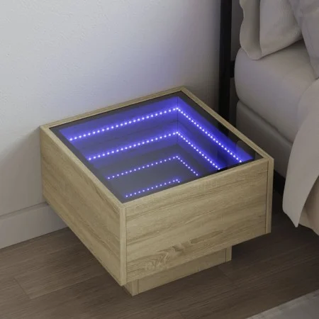 Mesita de noche con Infinity LED roble Sonoma 40x40x30 cm de , Mesitas de noche - Ref: Foro24-3284065, Precio: 62,90 €, Descu...