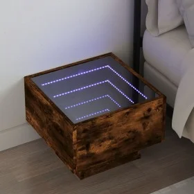 Mesita de noche con Infinity LED roble ahumado 40x40x30 cm by , Nightstands - Ref: Foro24-3284067, Price: 68,12 €, Discount: %