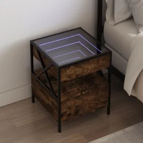 Mesita de noche con Infinity LED roble ahumado 40x40x51 cm by , Nightstands - Ref: Foro24-3284103, Price: 76,71 €, Discount: %