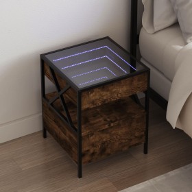 Nachttisch mit Infinity LED in geräucherter Eiche 40x40x51 cm von , Nachttische - Ref: Foro24-3284103, Preis: 77,83 €, Rabatt: %