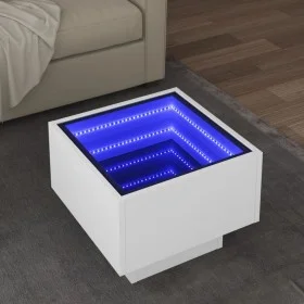 Mesa auxiliar con luz LED madera ingeniería blanco 40x40x30 cm by , Coffee table - Ref: Foro24-847497, Price: 86,65 €, Discou...