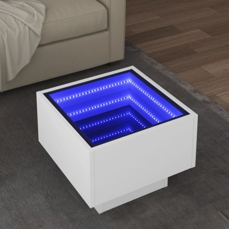Mesa auxiliar con luz LED madera ingeniería blanco 40x40x30 cm by , Coffee table - Ref: Foro24-847497, Price: 88,37 €, Discou...