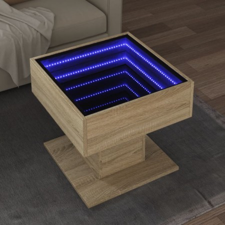 Mesa de centro y LED madera ingeniería roble Sonoma 50x50x45 cm by , Coffee table - Ref: Foro24-847527, Price: 83,82 €, Disco...
