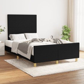 Estructura de cama sin colchón tela negro 120x200 cm