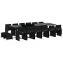 Set de muebles jardín 17 pzas con cojines ratán sintético negro
