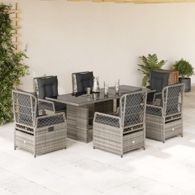 Set comedor jardín 7 pzas y cojines ratán sintético gris de , Conjuntos de jardín - Ref: Foro24-3262928, Precio: 741,72 €, De...
