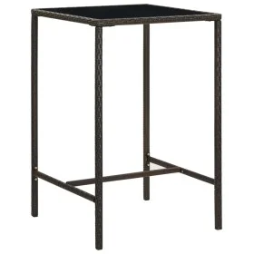 Synthetic rattan and brown glass high garden table 70x70x110 cm by vidaXL, Garden tables - Ref: Foro24-313457, Price: 86,35 €...