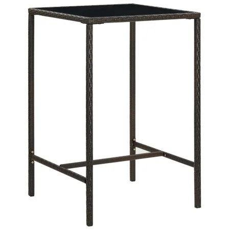 Synthetic rattan and brown glass high garden table 70x70x110 cm by vidaXL, Garden tables - Ref: Foro24-313457, Price: 86,35 €...