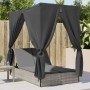 Doppel-Liegestuhl mit Dach und Vorhängen aus hellem grauem synthetischem Rattan. von , Liegen - Ref: Foro24-368077, Preis: 30...