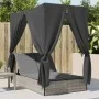 Double sun lounger with roof and light gray synthetic rattan curtains by , Loungers - Ref: Foro24-368077, Price: 318,29 €, Di...