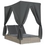 Doppel-Liegestuhl mit Dach und Vorhängen aus hellem grauem synthetischem Rattan. von , Liegen - Ref: Foro24-368077, Preis: 30...