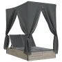 Double sun lounger with roof and light gray synthetic rattan curtains by , Loungers - Ref: Foro24-368077, Price: 318,29 €, Di...