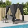 Double sun lounger with roof and light gray synthetic rattan curtains by , Loungers - Ref: Foro24-368077, Price: 318,29 €, Di...