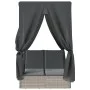 Double sun lounger with roof and light gray synthetic rattan curtains by , Loungers - Ref: Foro24-368077, Price: 318,29 €, Di...