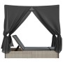 Doppel-Liegestuhl mit Dach und Vorhängen aus hellem grauem synthetischem Rattan. von , Liegen - Ref: Foro24-368077, Preis: 30...