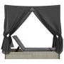 Double sun lounger with roof and light gray synthetic rattan curtains by , Loungers - Ref: Foro24-368077, Price: 318,29 €, Di...