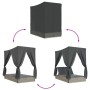Doppel-Liegestuhl mit Dach und Vorhängen aus hellem grauem synthetischem Rattan. von , Liegen - Ref: Foro24-368077, Preis: 30...