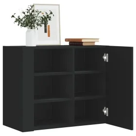 Engineered wood black wall cabinet 75x35x60 cm by , Shelves and shelves - Ref: Foro24-848424, Price: 76,05 €, Discount: %