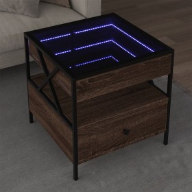 Coffee table with Infinity LED brown oak 50x50x51 cm by , Coffee table - Ref: Foro24-847716, Price: 89,59 €, Discount: %