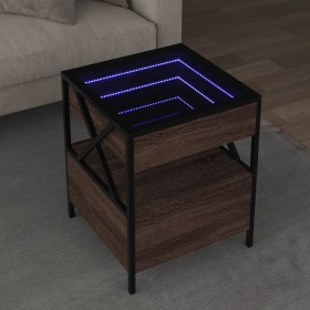 Coffee table with Infinity LED brown oak 40x40x51 cm by , Coffee table - Ref: Foro24-847721, Price: 89,99 €, Discount: %