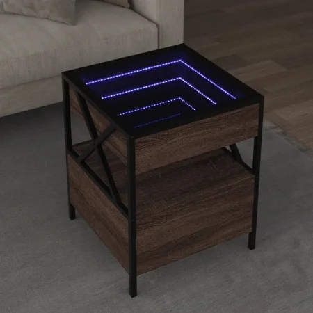 Coffee table with Infinity LED brown oak 40x40x51 cm by , Coffee table - Ref: Foro24-847721, Price: 88,55 €, Discount: %
