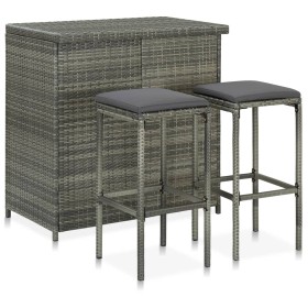 Set aus einem Tisch und zwei Stühlen für den Garten, 3-teilig, aus grauem synthetischem Rattan. von vidaXL, Möbelsets für Küc...