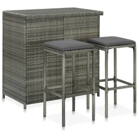 Set mesa y sillas de bar jardín 3 piezas ratán sintético gris by vidaXL, Furniture sets for kitchens and dining rooms - Ref: ...