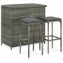 Set mesa y sillas de bar jardín 3 piezas ratán sintético gris by vidaXL, Furniture sets for kitchens and dining rooms - Ref: ...