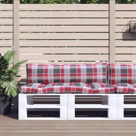 Cushions for pallet sofa, 2 units, red checkered fabric. by , Cushions for chairs and sofas - Ref: Foro24-360935, Price: 48,9...