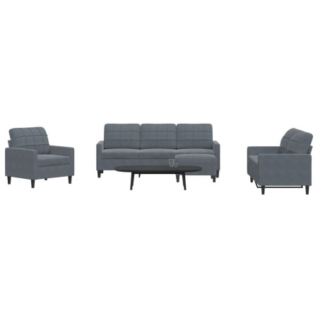 Set of sofas with 4 dark gray velvet cushions by , Sofas - Ref: Foro24-3278362, Price: 664,69 €, Discount: %
