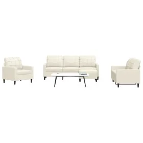 Sofagarnitur mit 4-teiligen cremefarbenen Samtkissen. von , Sofas - Ref: Foro24-3278369, Preis: 745,87 €, Rabatt: %