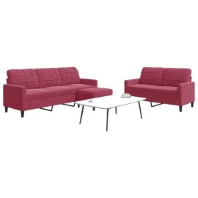 Three-piece velvet sofa set with red wine cushions by , Sofas - Ref: Foro24-3278405, Price: 516,46 €, Discount: %