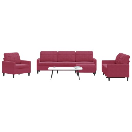 Set of sofas with 4 pieces of red velvet cushions by , Sofas - Ref: Foro24-3278445, Price: 716,16 €, Discount: %