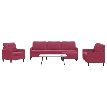 Set of sofas with 4 pieces of red velvet cushions by , Sofas - Ref: Foro24-3278445, Price: 704,69 €, Discount: %