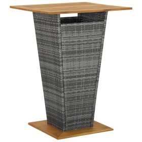 Mesa alta ratán sintético y madera de acacia gris 80x80x110 cm de vidaXL, Mesas de jardín - Ref: Foro24-313466, Precio: 233,3...