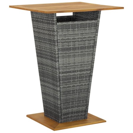 High table made of synthetic rattan and gray acacia wood 80x80x110 cm by vidaXL, Garden tables - Ref: Foro24-313466, Price: 2...